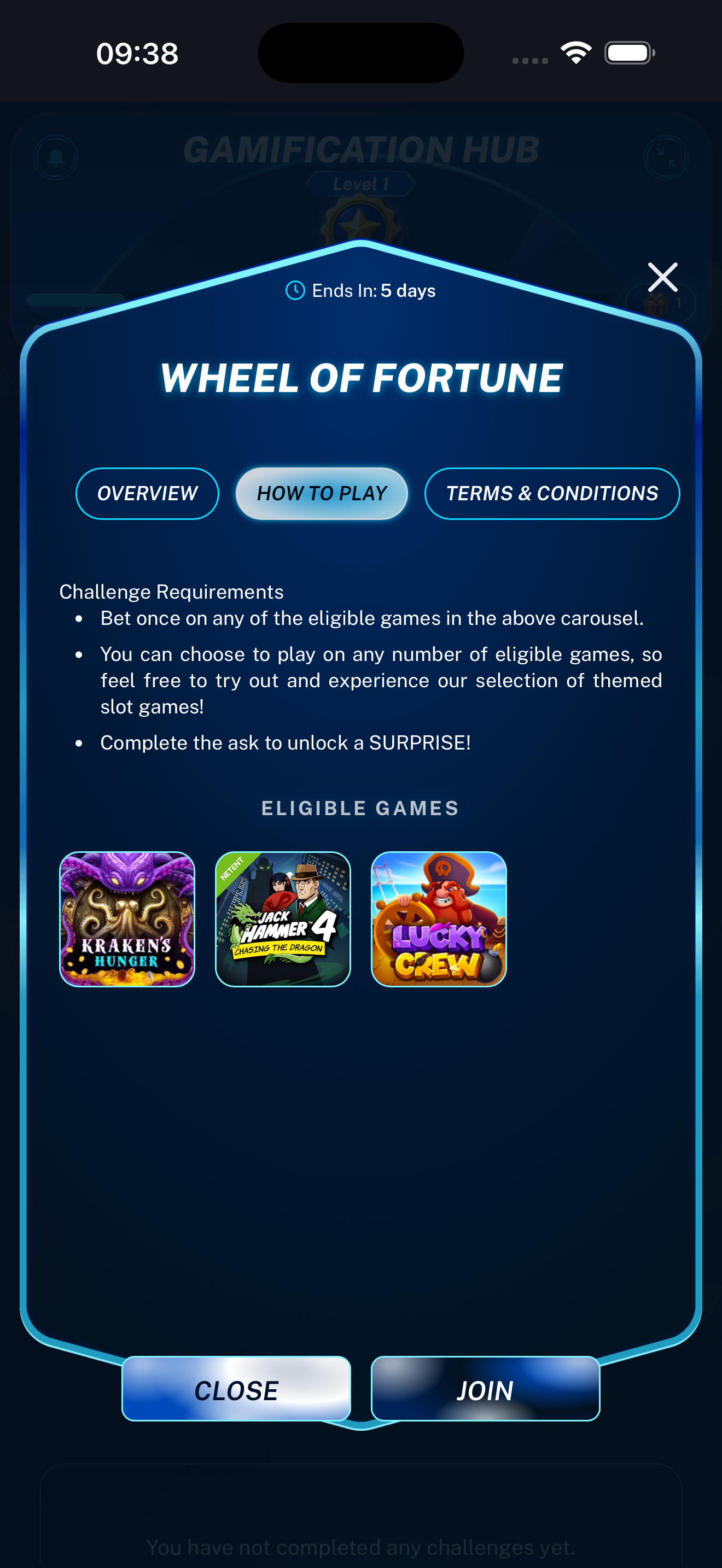Challenge How to Play tab displayed on a mobile phone